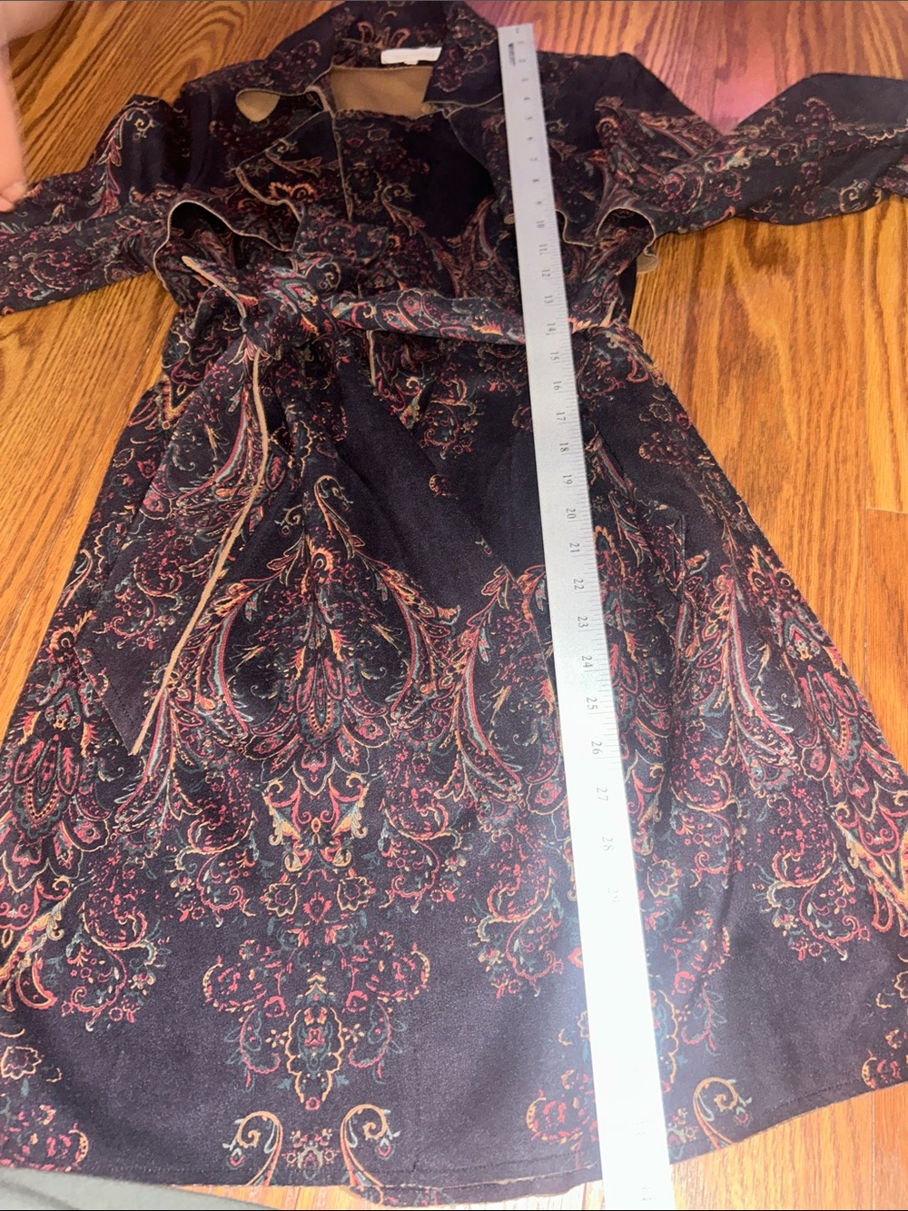 Anthropologie Solitaire Paisley Belted Trench Faux Suede Coat Women's Size S - Picture 6 of 6